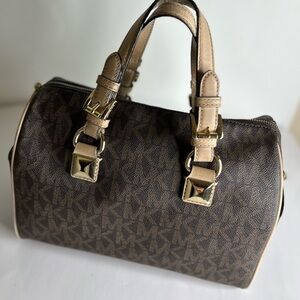 MICHAEL KORS GRAYSON DRS BAG BROWN LEATHER SATCHEL SHOULDER BAG